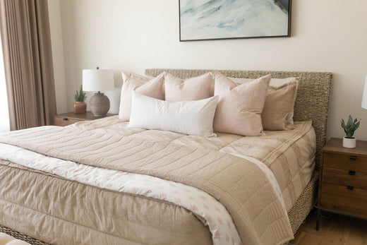 
      A bed made with Beddys zipper bedding.
    