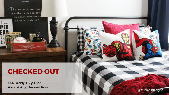 
      An infographic about how the checked out zipper bedding design is perfect for almost any room
    
